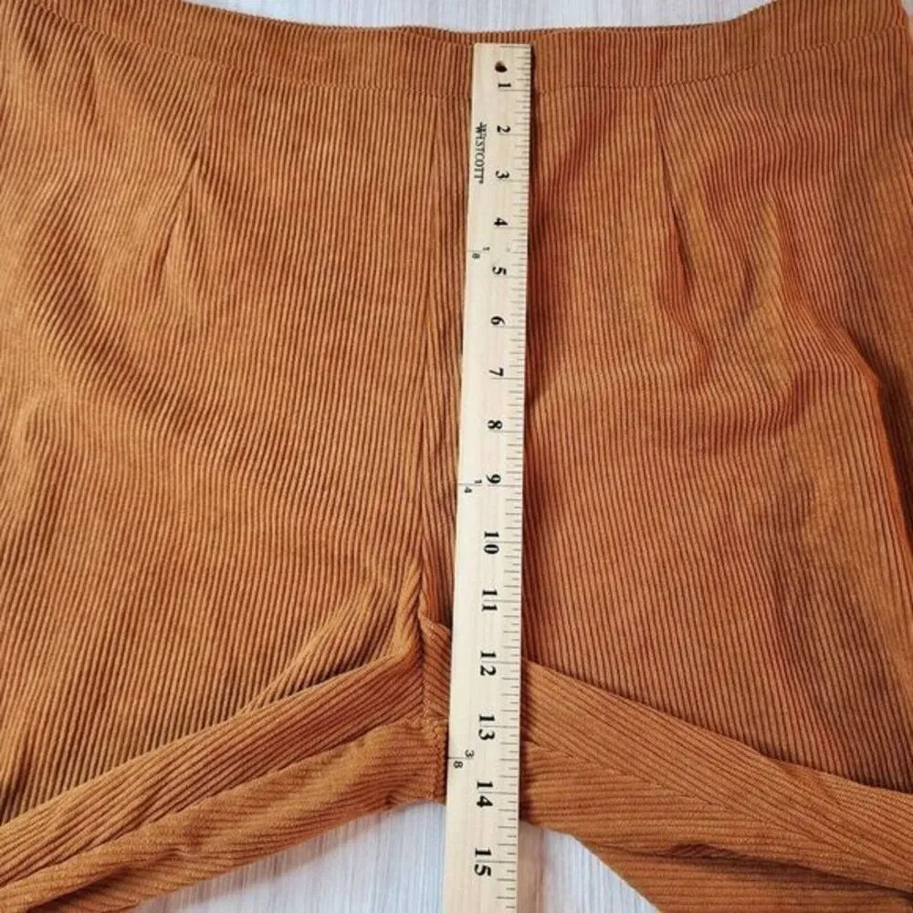 NEW Noracora Women's  XXL Corduroy‎ Pants Burnt Orange Pull-On Wide-Leg Pleated
